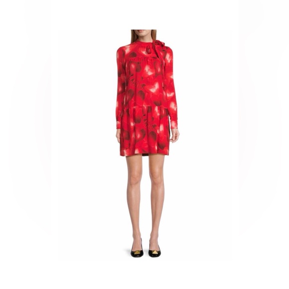 Valentino Dresses & Skirts - VALENTINO Printed Silk Tie-Neck Minidress